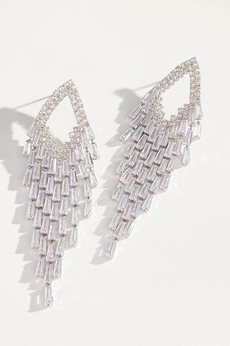 Zircon long tassel earrings 866081670499 - COCOMELODY